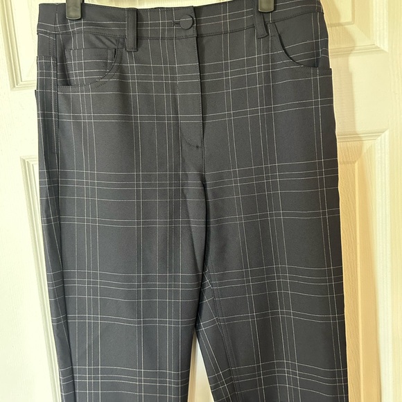 Theory Navy Check Plaid Dover Capri Cropped Trouser Pant size 4 - Picture 4 of 9